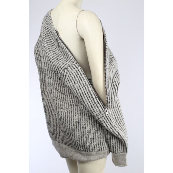 IRO Paris Manouka Chunky Ribbed Wool Pullover Sweater Marled Gray Cozy Knit Sz M - Picture 8 of 11